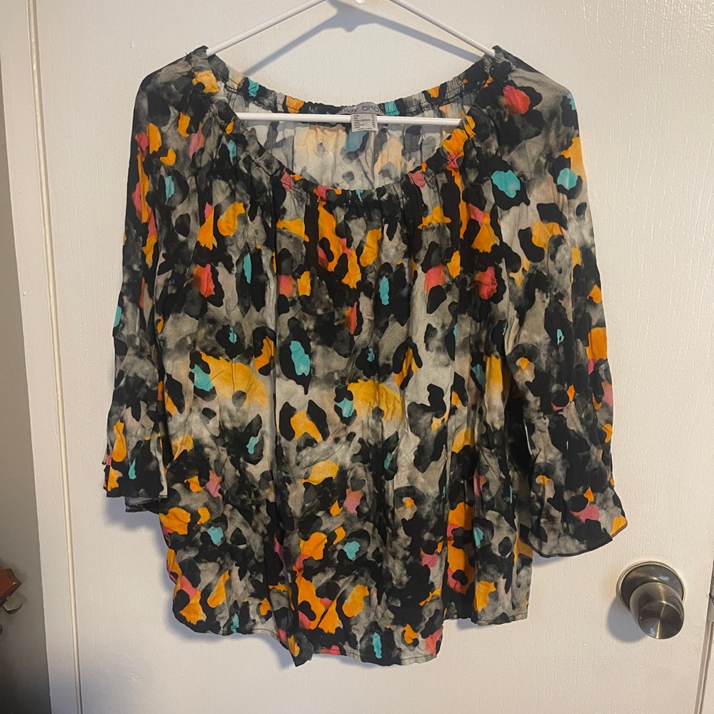 Ashley Brooke Womens Multicoloured Animal Print Viscose Basic Blouse Size 10